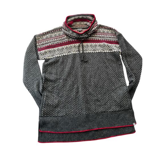 Eddie Bauer Fair Isle Christmas Gray Sweater Size Large Winter Holidays Festive - Picture 1 of 6